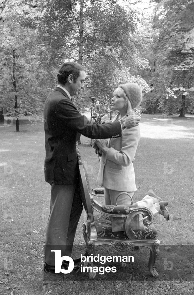 Elke Sommer with John Hyams in Berlin, 1966 (b/w photo)