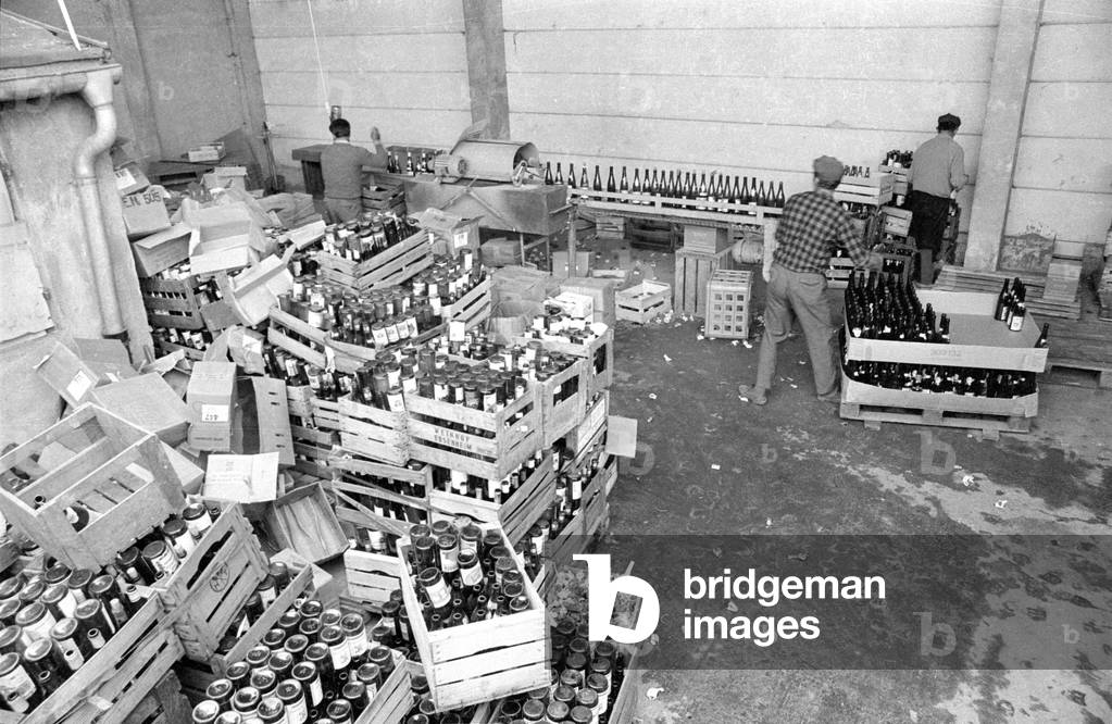 Waste glass collection, 1974 (b/w photo)