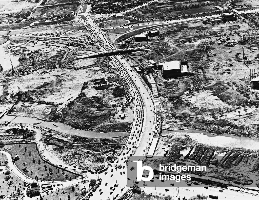 Streets in Flushing Meadows, 1938 (b/w photo)