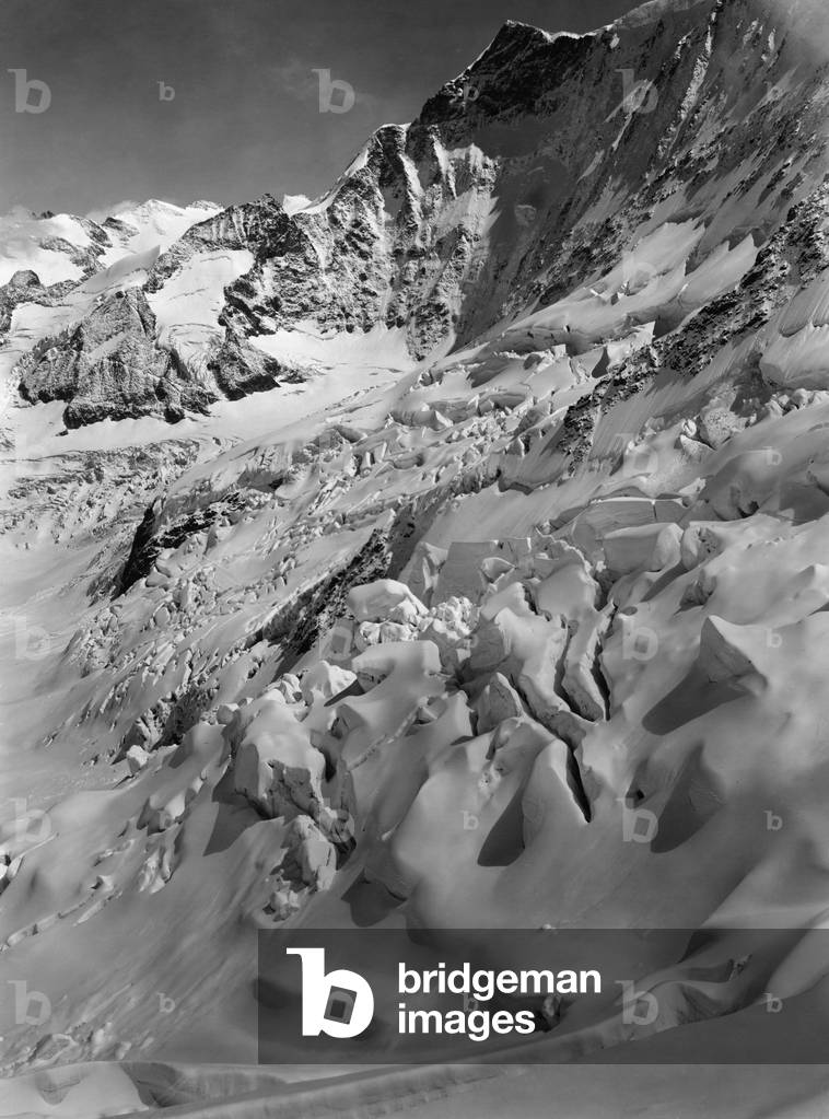 Glaciers in Switzerland, 1932 (b/w photo)