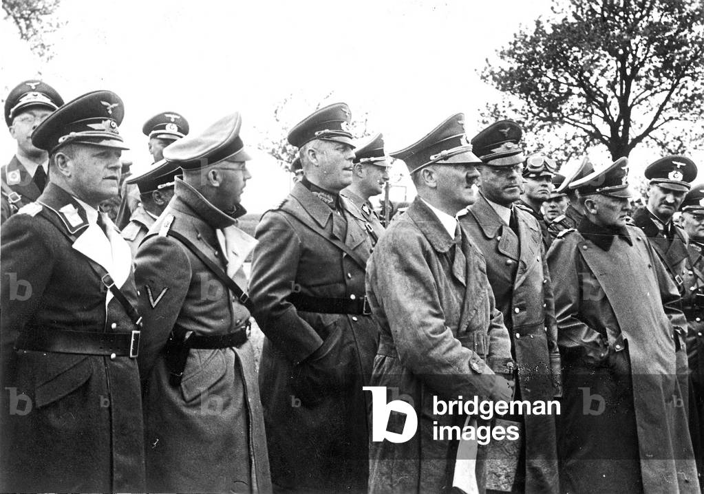 Hitler visits the Siegfried Line (b/w photo)