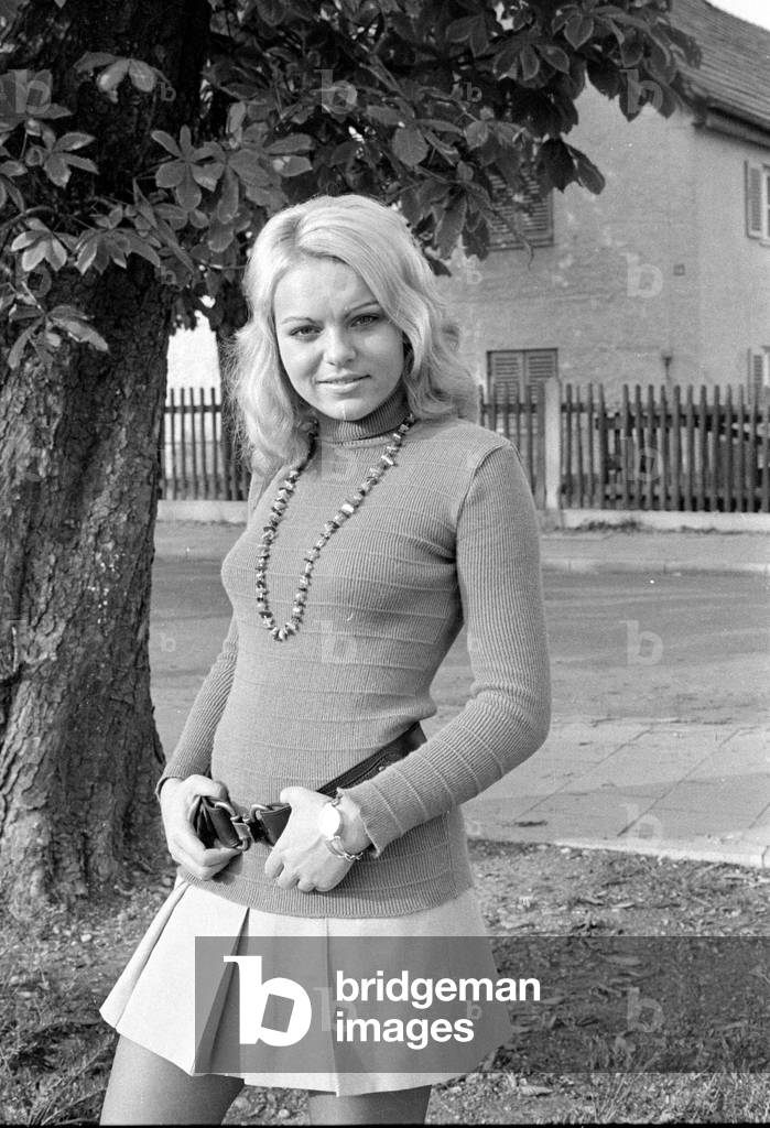Model in mini skirt, 1971 (b/w photo)