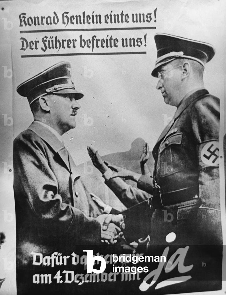 Election poster for the Sudeten German by-elections, 1938