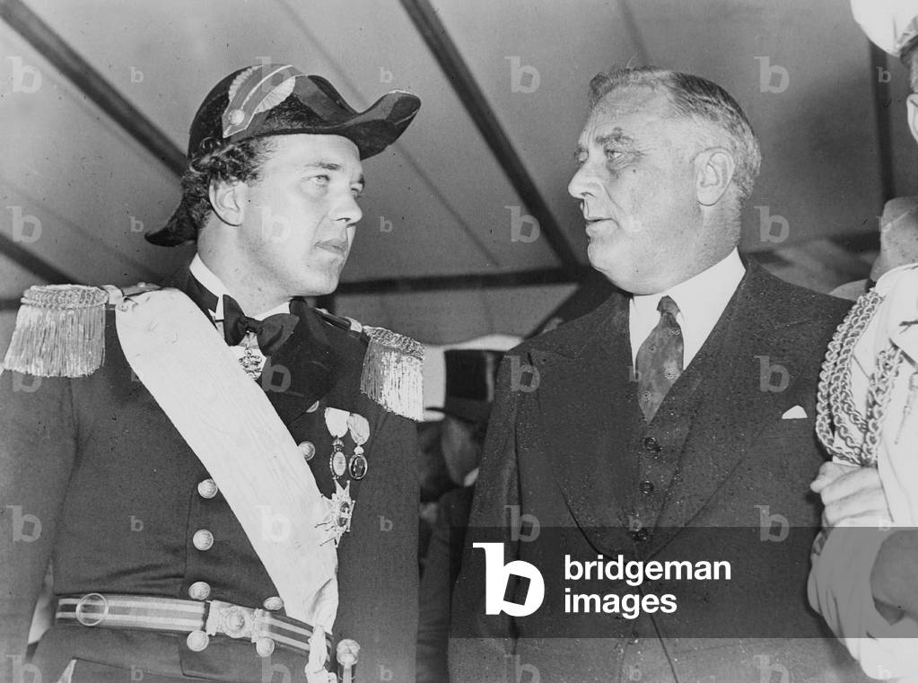 Prince Bertil of Sweden and Franklin Delano Roosevelt, 1938 (b/w photo)