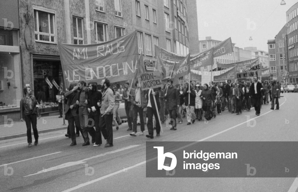 Protest against the Vietnam War in Augsburg, 1966 (b/w photo)