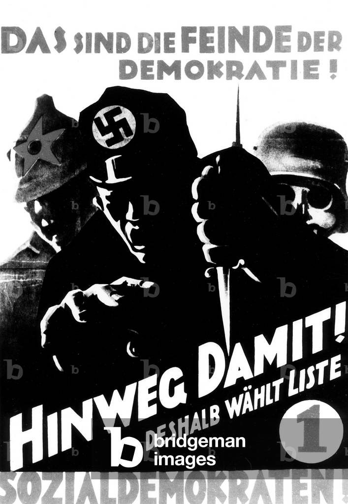 Election poster of the SPD (b/w photo)
