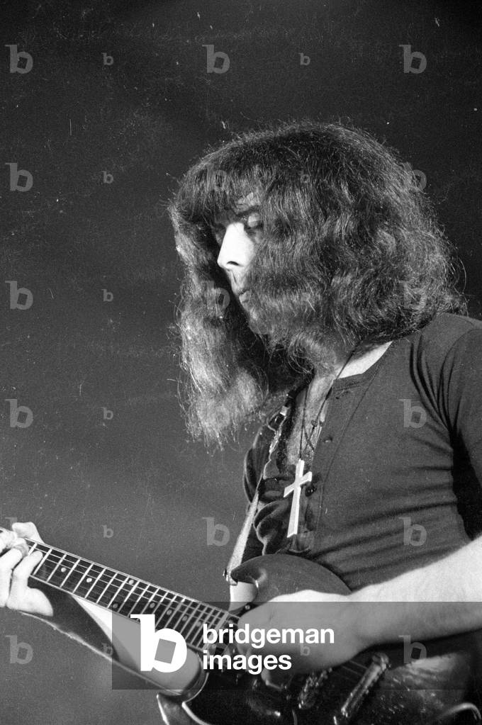 Appearance of Black Sabbath at a rock festival in Munich, 1970 (b/w photo)