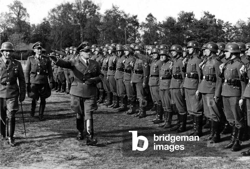 Frank inspects SS units in occupied Poland (b/w photo)