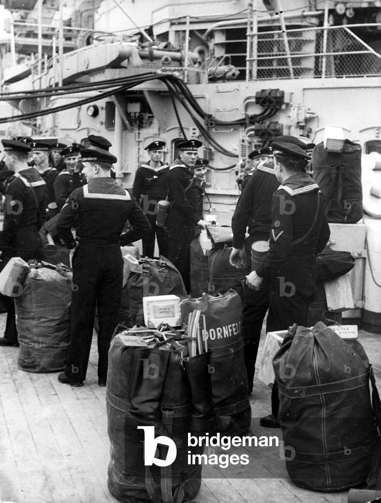 Battleship 'Scharnhorst' is put into service (b/w photo)