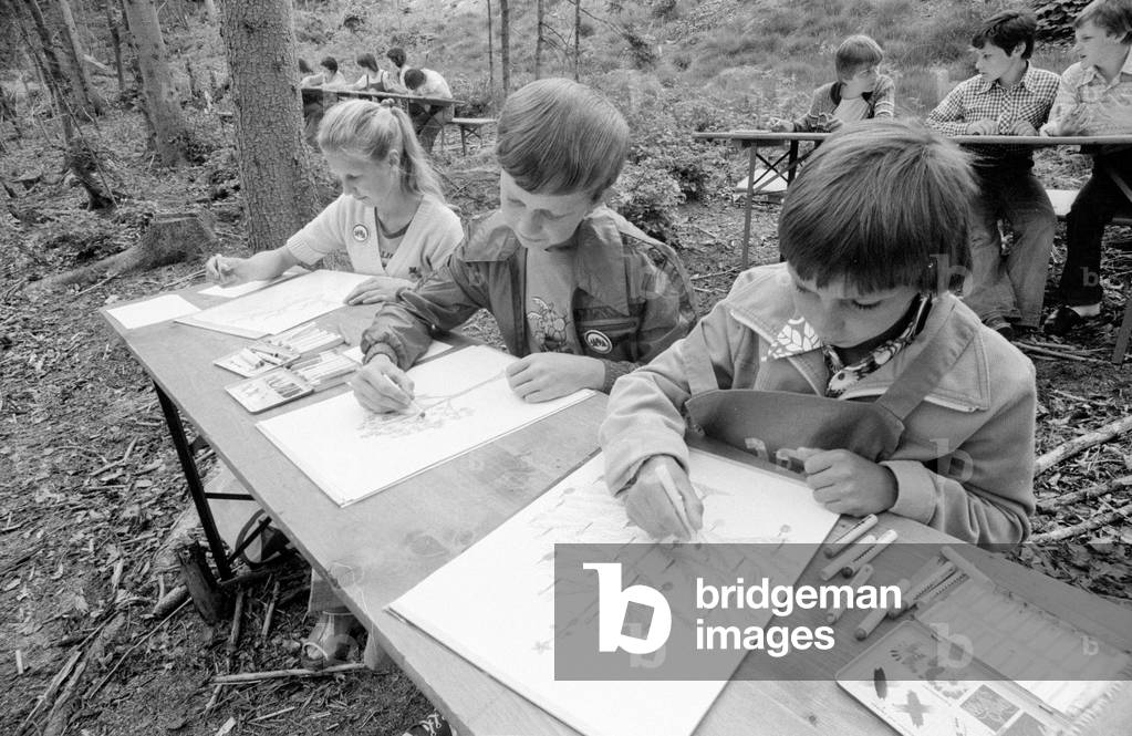 Forest Day for disabled children, 1978 (b/w photo)