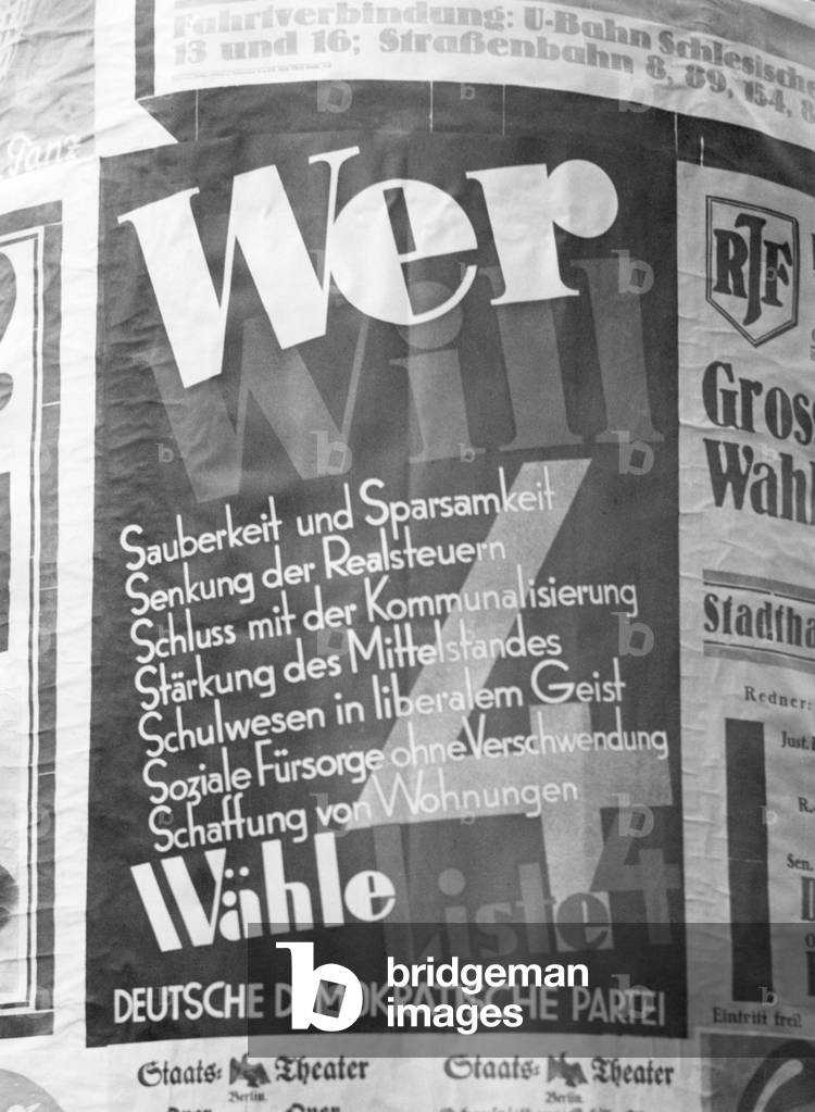 Election poster of the DDP (German Democratic Party), around 1929
