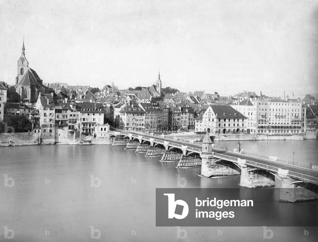 City view of Basel (b/w photo)