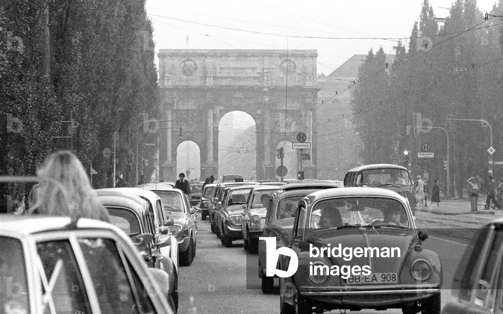 The Siegestor in Munich, 1971 (b/w photo)