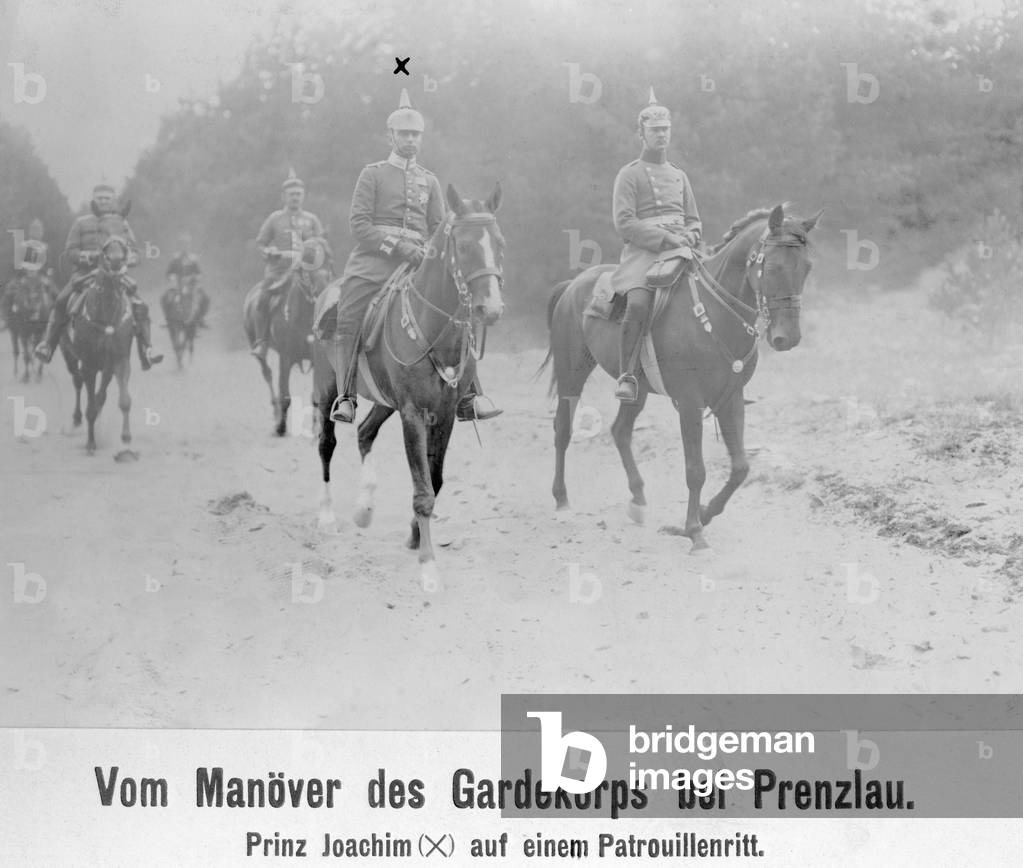 Prince Joachim of Prussia during a patrol ride, 1911