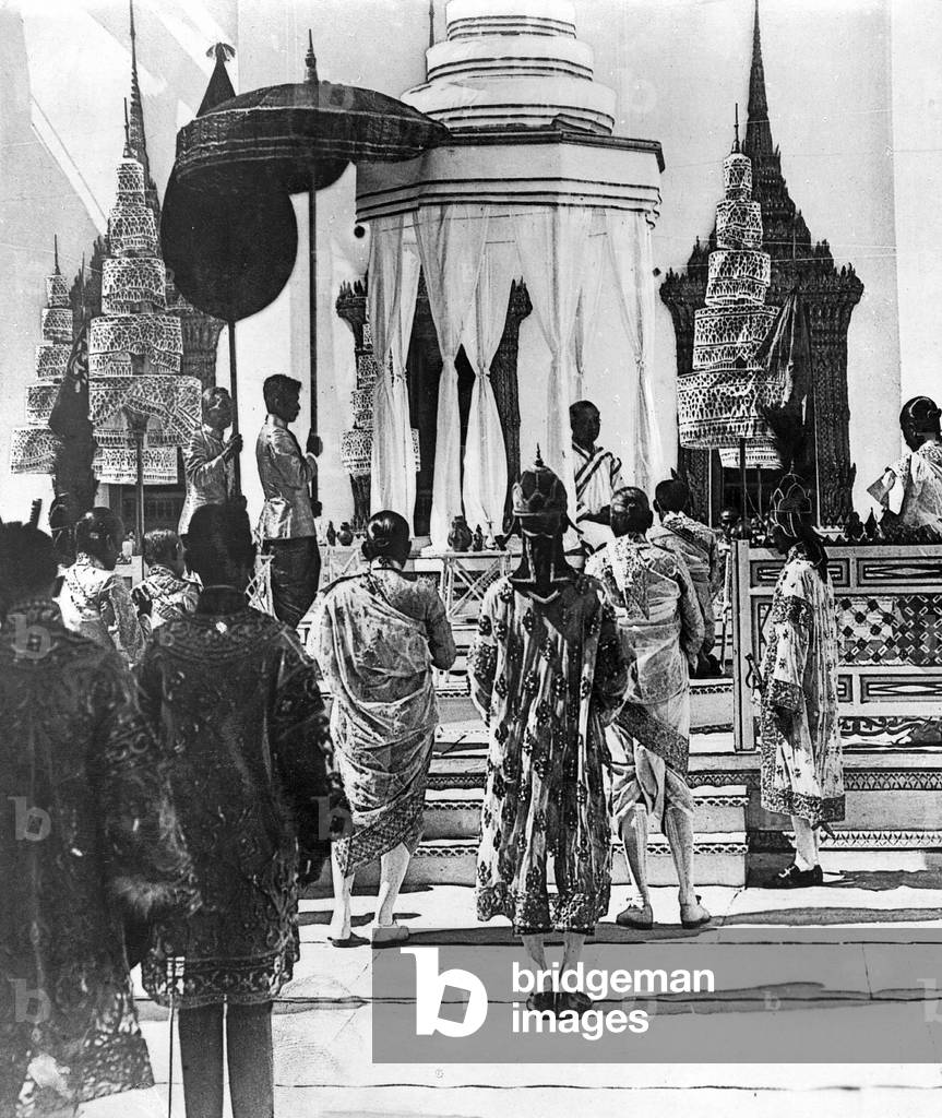 Coronation of King Vajiravudh in Thailand, 1910 (b/w photo)