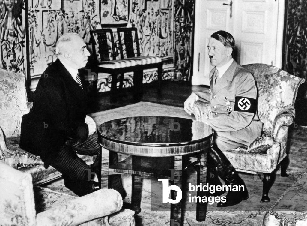 Emil Hacha and Adolf Hitler, 1939 (photo)