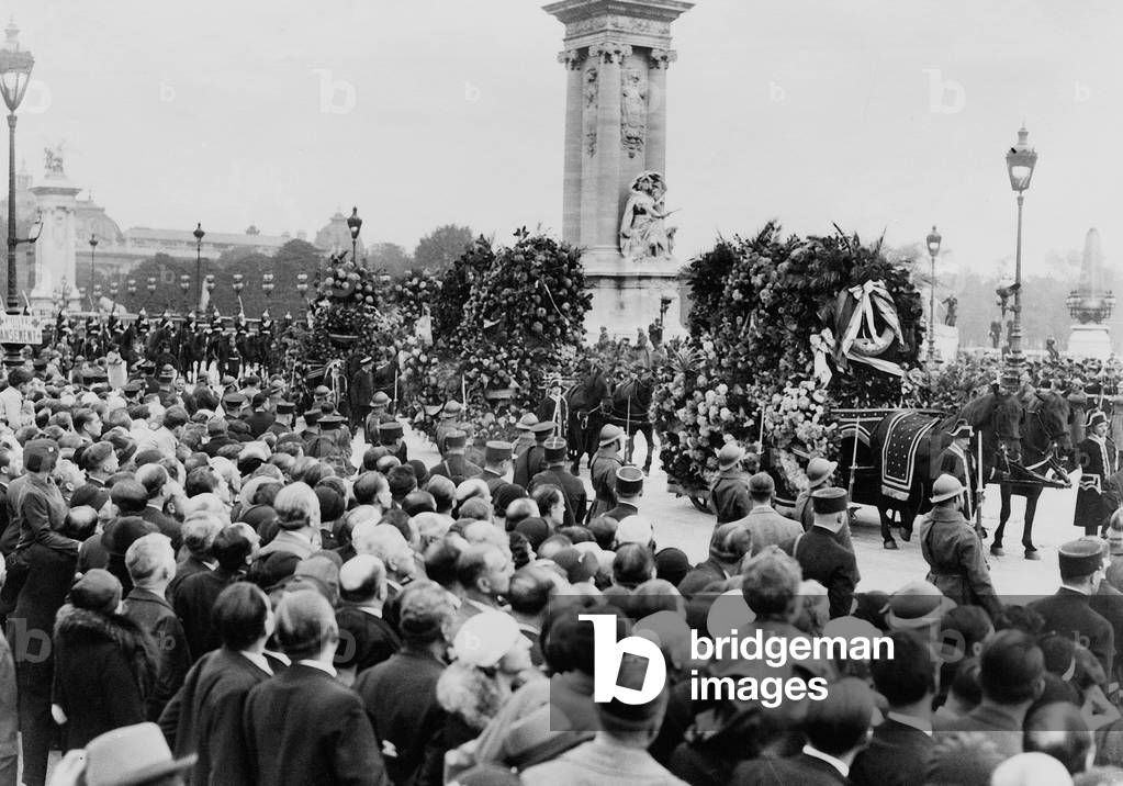Funeral procession of  Jean Louis Barthou  in Paris, 1934 (b/w photo)