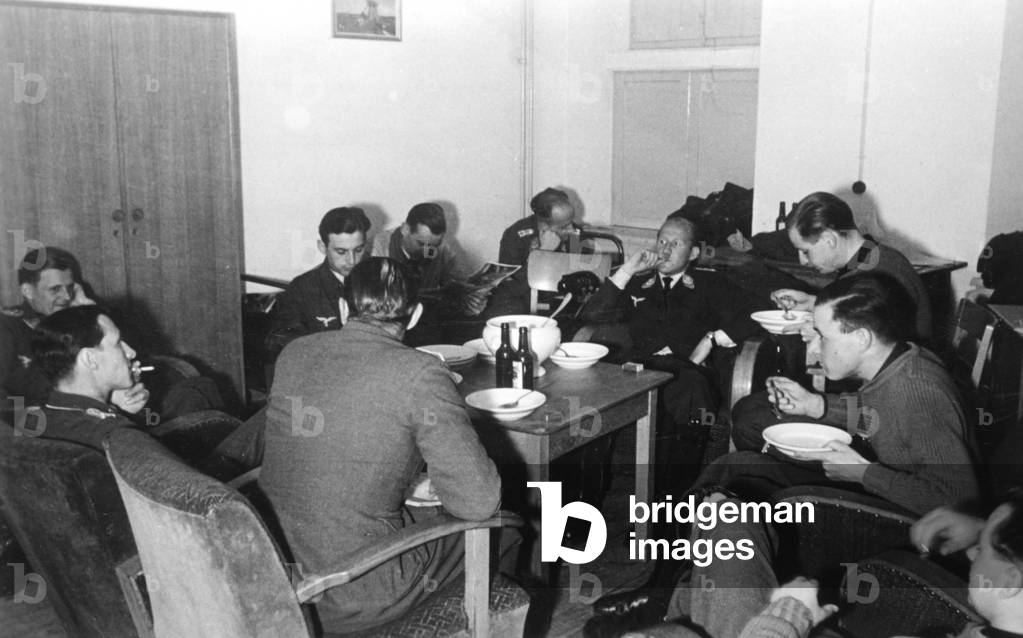 Pilots in the ready room, 1942 (b/w photo)