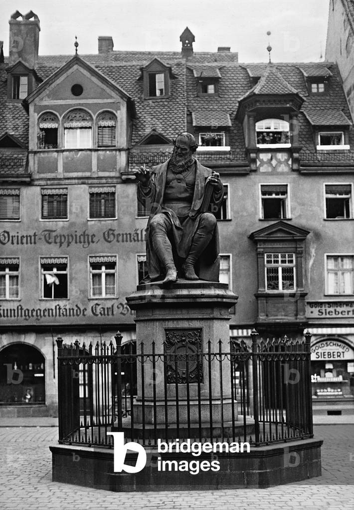 Hans Sachs Memorial in Nuremberg (b/w photo)