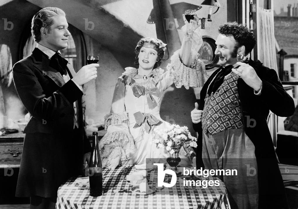 Nelson Eddy, Jeanette MacDonald and Herman Bing in 'Maytime', 1937 (b/w photo)