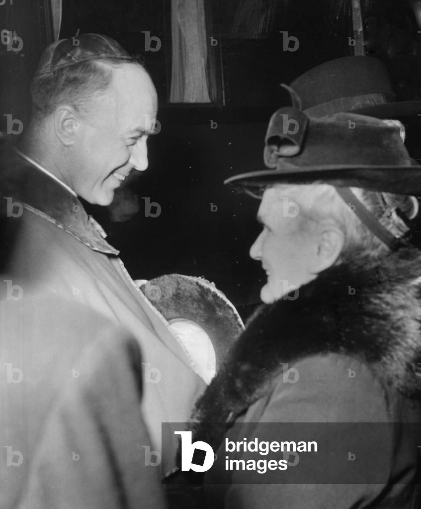 Cardinal Wendel with his mother, 1953 (b/w photo)