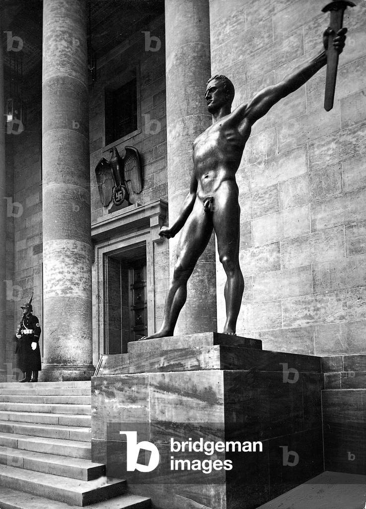 Sculpture before the Reich Chancellery, 1939 (b/w photo)