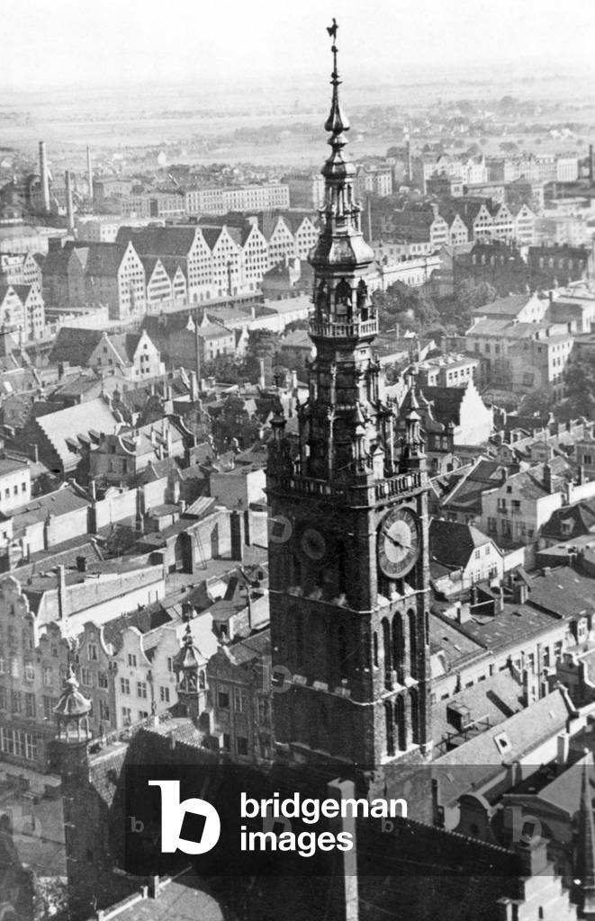 Top view on the Town Hall tower of Gdansk, 1939