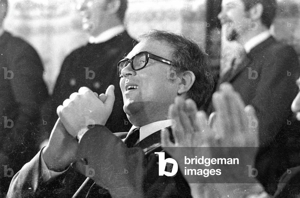 Erich Riedl at the Starkbierfest (Strong Beer Festival) in Munich, 1971 (b/w photo)