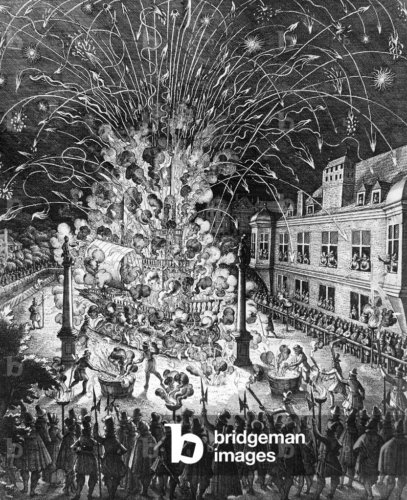 Baroque fireworks (b/w photo)