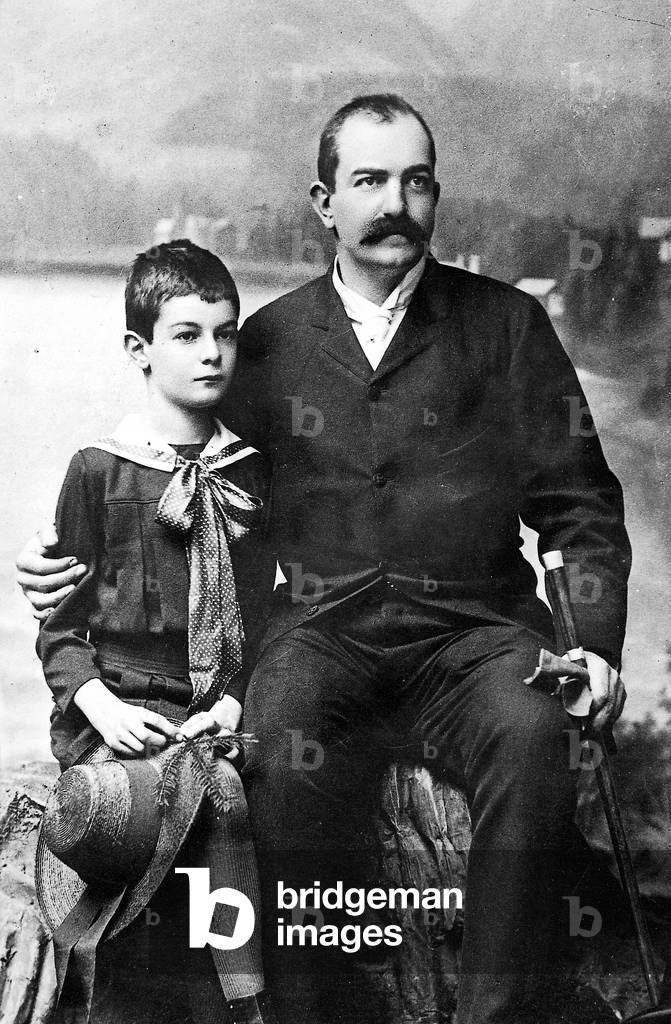 King Milan of Serbia and Crown Prince Alexander (b/w photo)