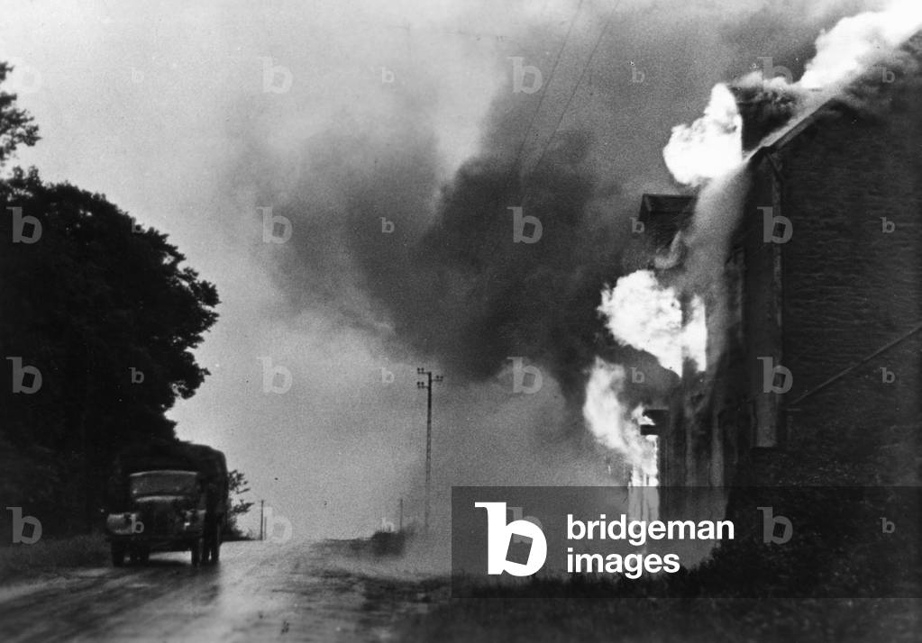 German supply convoy in Normandy, 1944 (b/w photo)