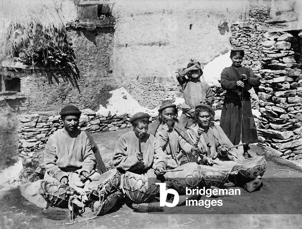 Indian drummers, 1913 (b/w photo)