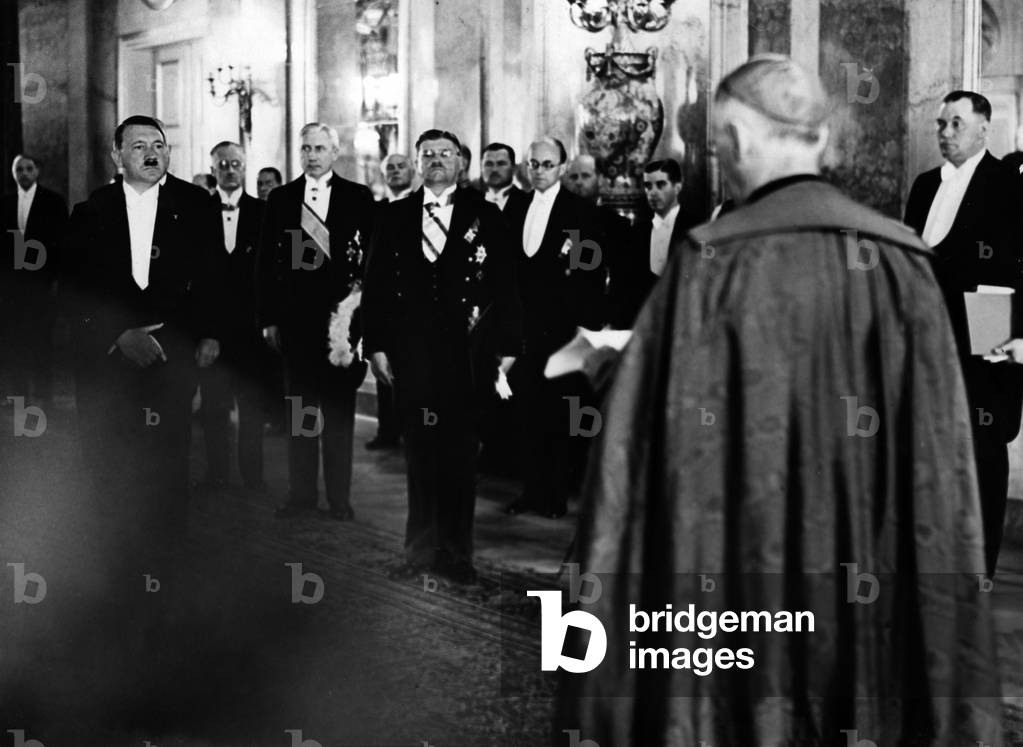 Adolf Hitler with ponitfical nuncio Monsignore Orsenigo, 1934 (b/w photo)