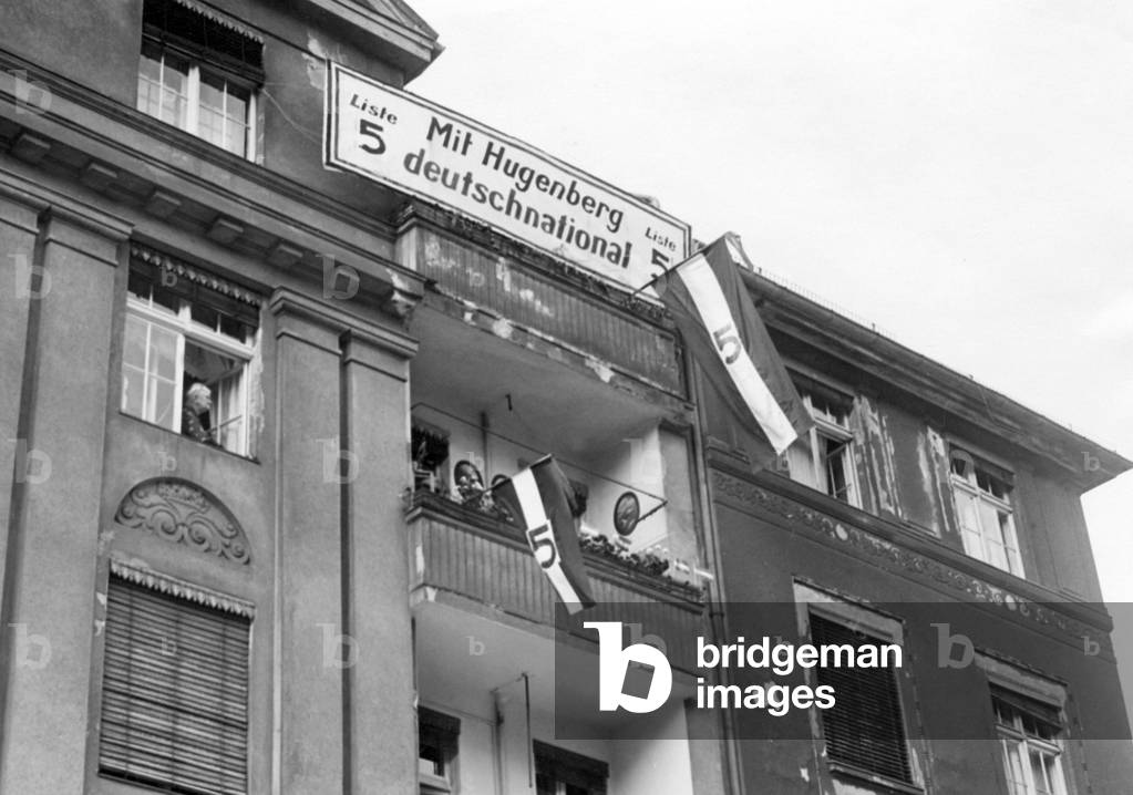 Black-white-red flags on a residential house, 1932