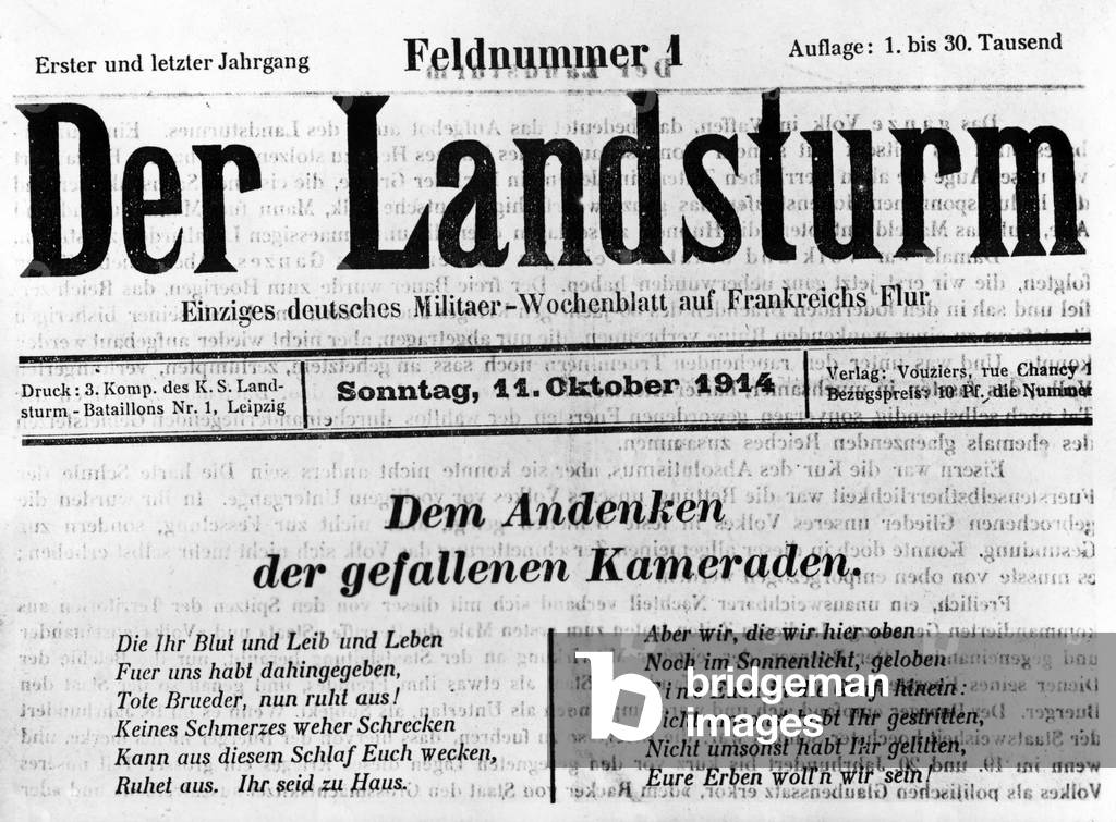 German war newspaper from the First World War (b/w photo)