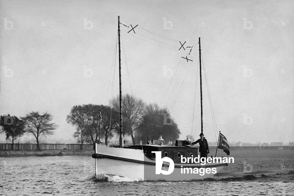 Motor lifeboat with wireless telegraphy, 1914 (b/w photo)