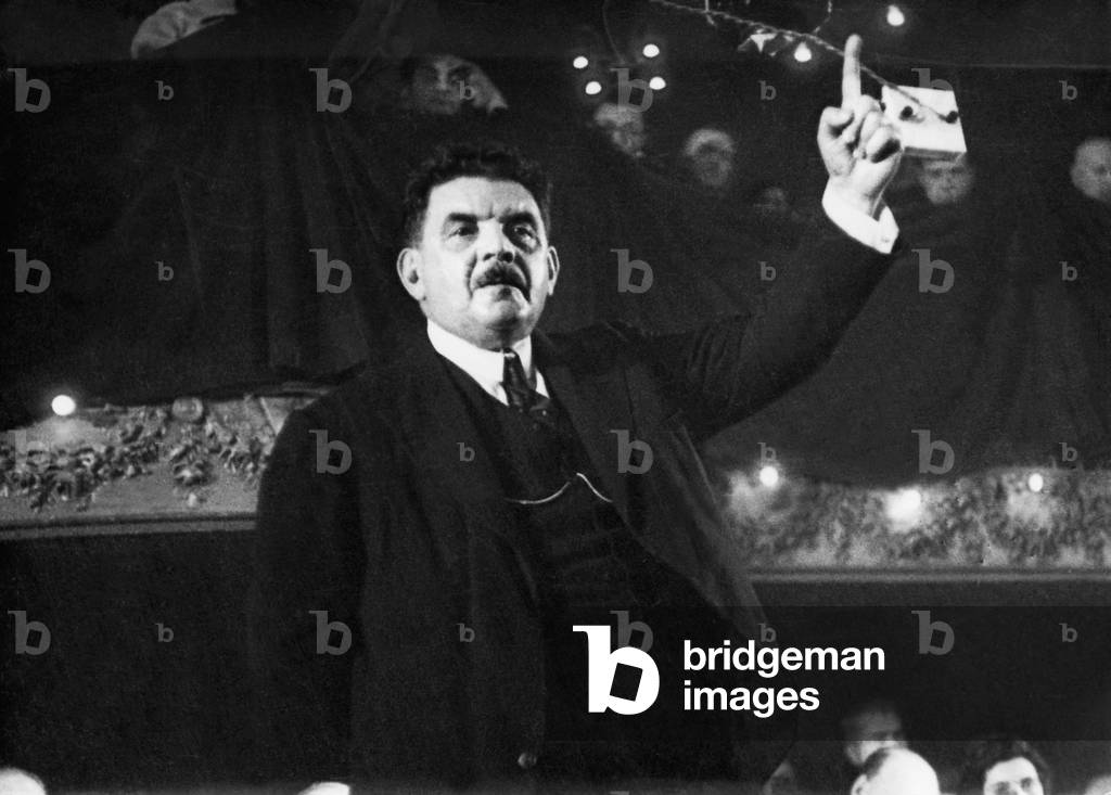 Edouard Herriot at an election event, 1936 (b/w photo)