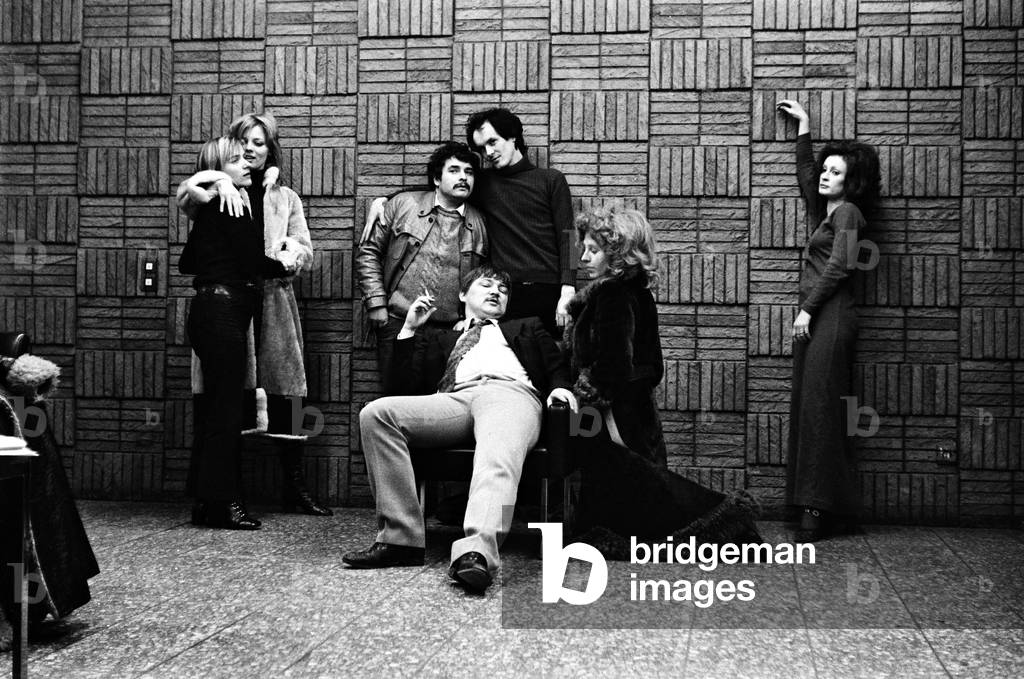 Rainer Werner Fassbinder, Hanna Schygulla, Ulli Lommel and Ingrid Caven, Cologne, 1971 (b/w photo)