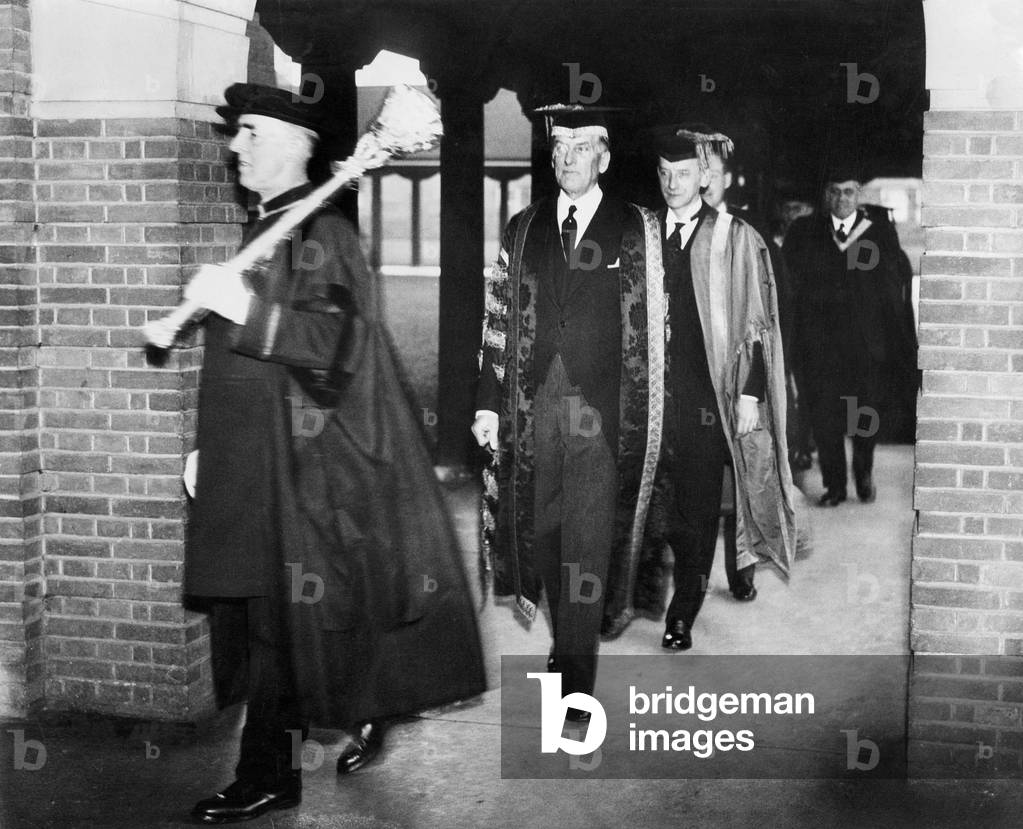 Austen Chamberlain as Chancellor of the University of Reading, 1935 (b/w photo)