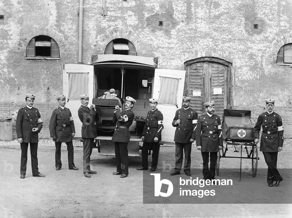 Members of the German Red Cross, circa 1900 (b/w photo)