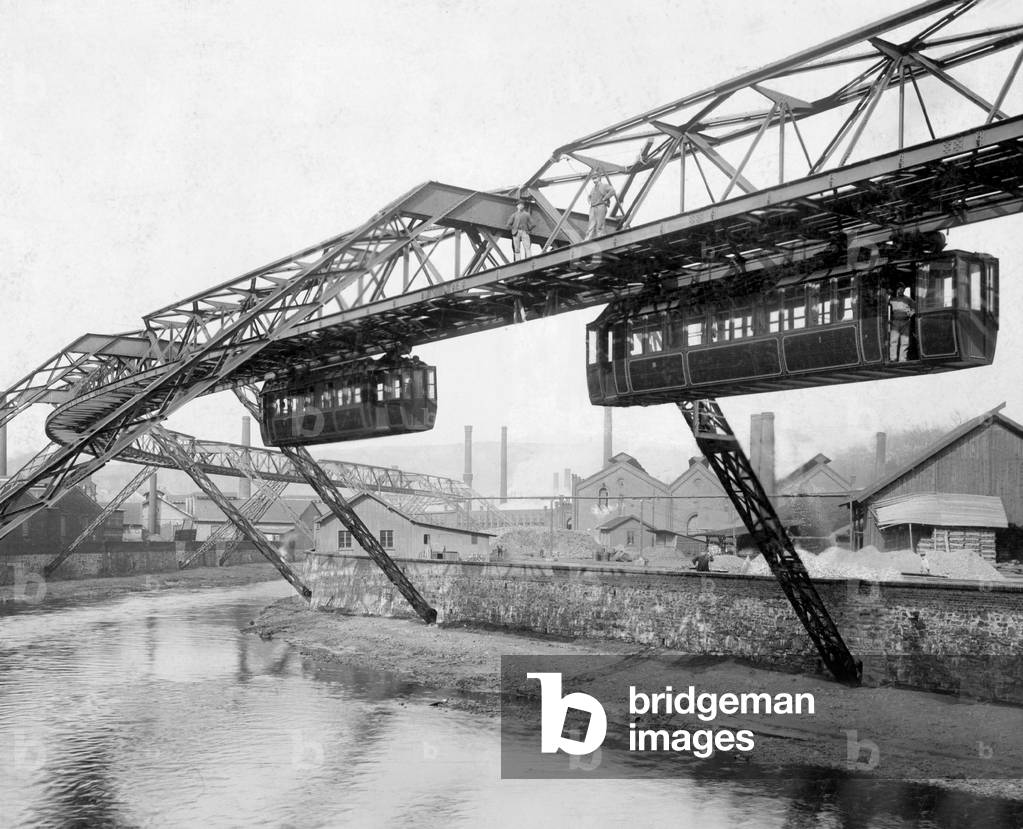 Suspension railway in Wuppertal (b/w photo)