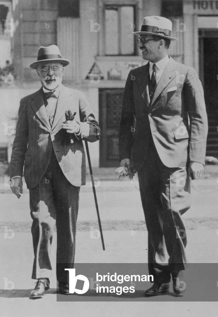 Jean-Louis Barthou and Rene Massigli in Geneva, 1932 (b/w photo)