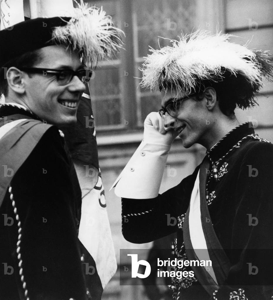 Frat boys in Wuerzburg, 1958 (b/w photo)