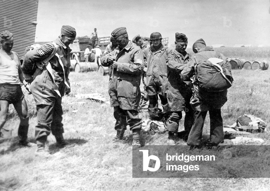 German paratroopers at the airfield in Heraklion, May 1941 (b/w photo)