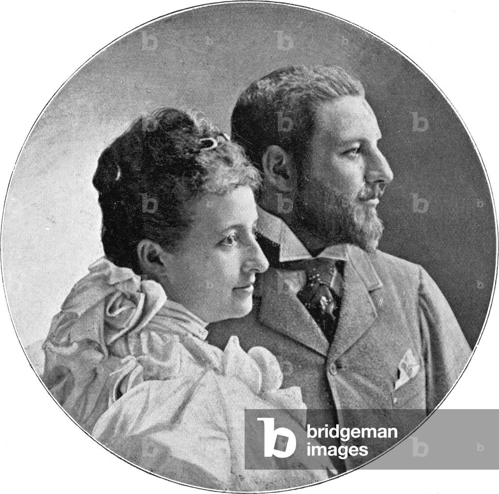 The ducal couple Maria Dorothea and Philipp of Orleans, c.1900 (b/w photo)