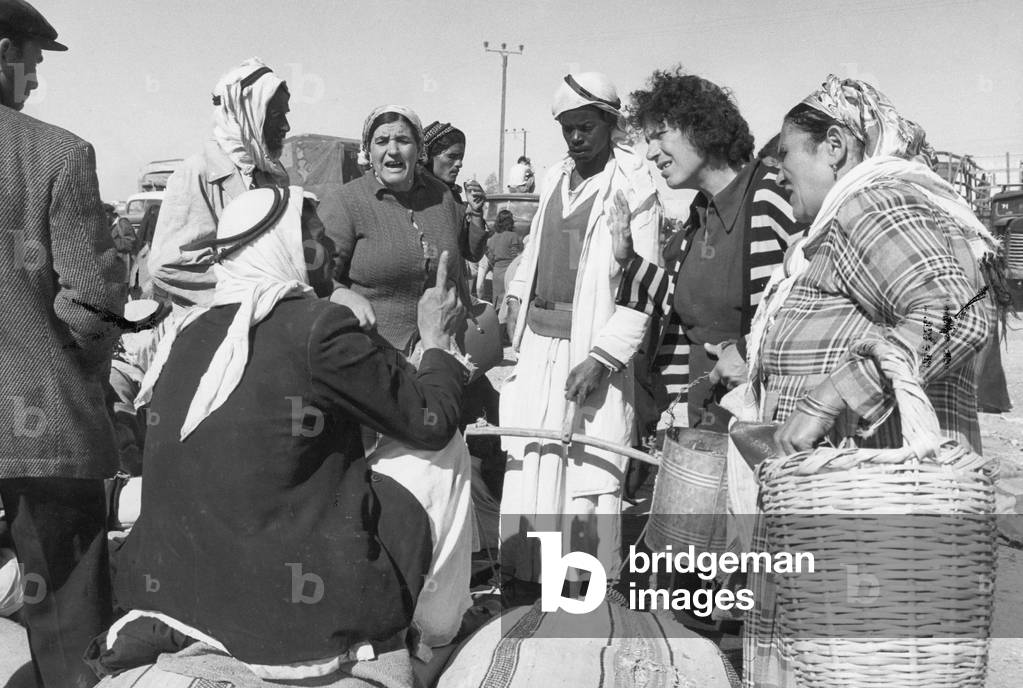 Scene on a market in Israel (b/w photo)
