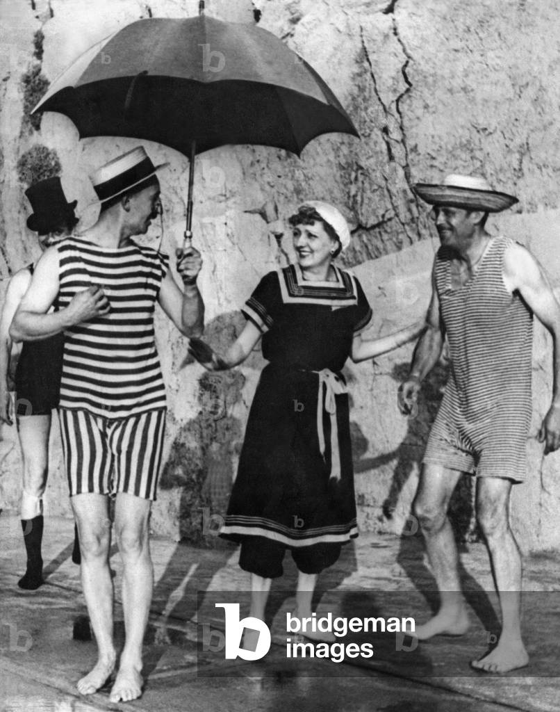 Beach fashion, around 1900