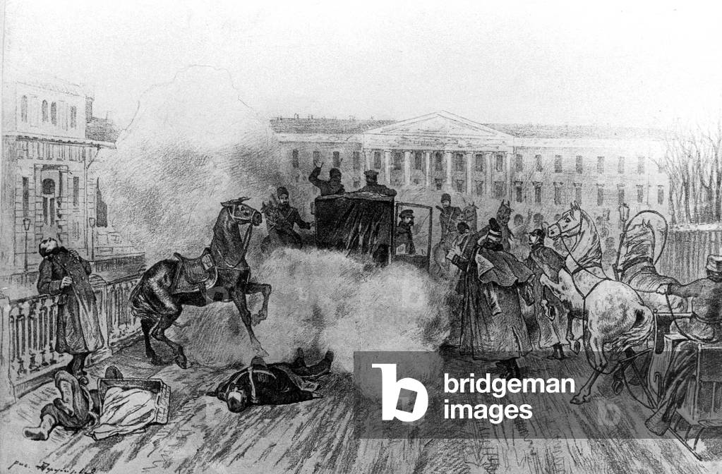 Attack against Czar Alexander II, 1881 (b/w photo)