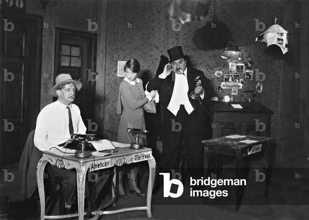 Rudolf Forster, Karin Evans and Kurt Gerron in 'Reporter', 1929 (b/w photo)