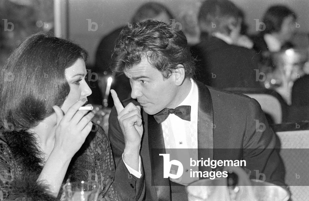 Hannelore Elsner and Horst Buchholz at the German Film Ball in Munich, 1974 (b/w photo)